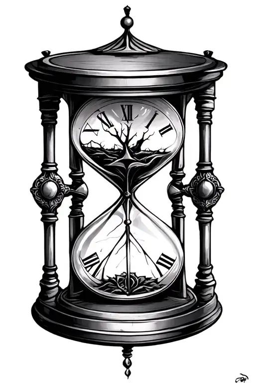 Hourglass Tree Compass Clock