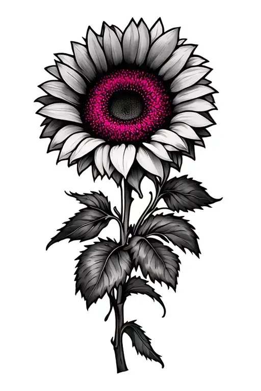 Sunflowers Hot Pink Sleeve Tattoo Design