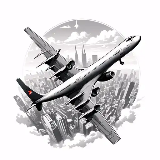 City From Air Plane Flying In The Sky