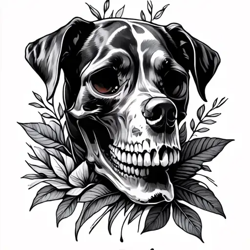 Dogs Skull Rainbow Water Leaves