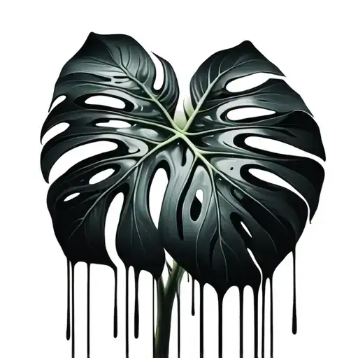 Monstera Leaves Glitch Dripping