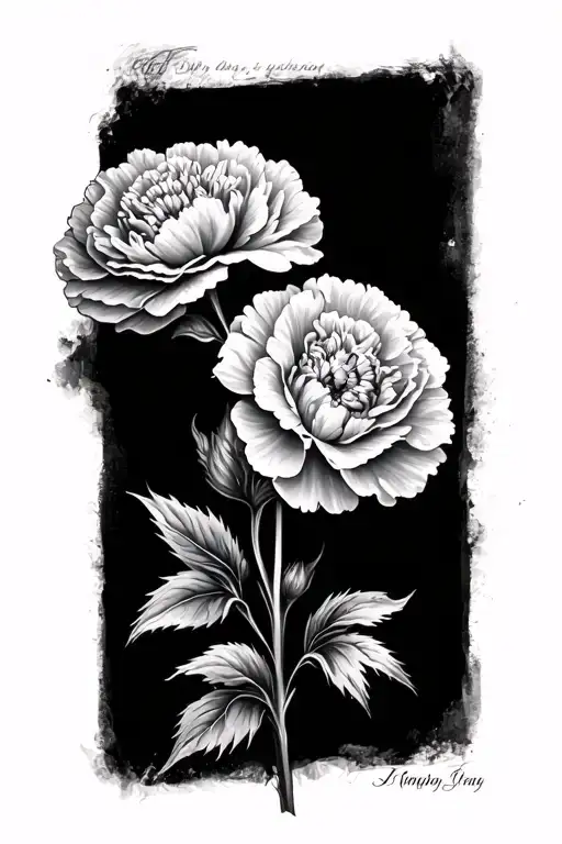 Carnation Flower Tattoo With The Name