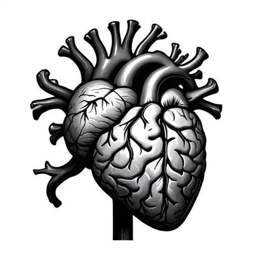 A Human Heart With The Interior Of A Brain
