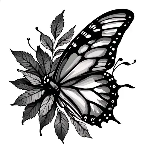 Butterfly With Crown Leaves Forming