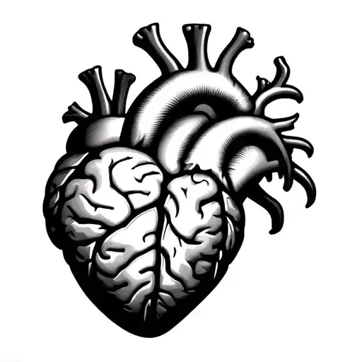 The Silhouette Of A Human Heart With The Interior Of A Brain