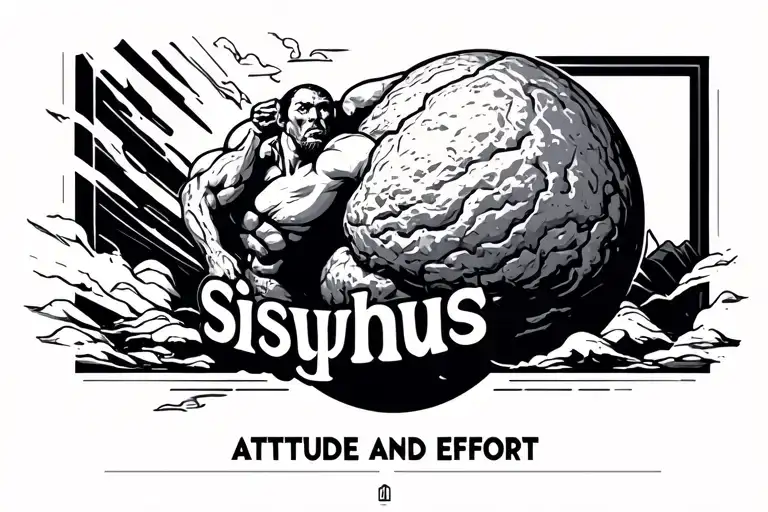 Sisyphus With The Words Attitude And Effort