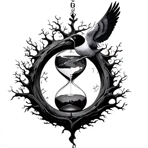 World Tree With An Hourglass Compass Bird