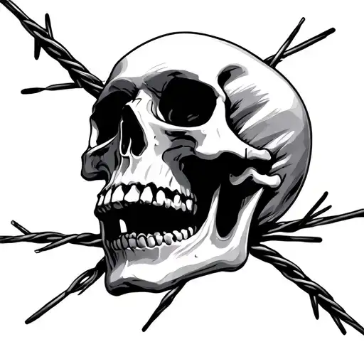 Skull And Barbed Wire