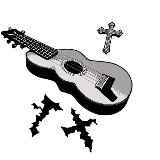 Ukulele With A Broken String Christian Cross