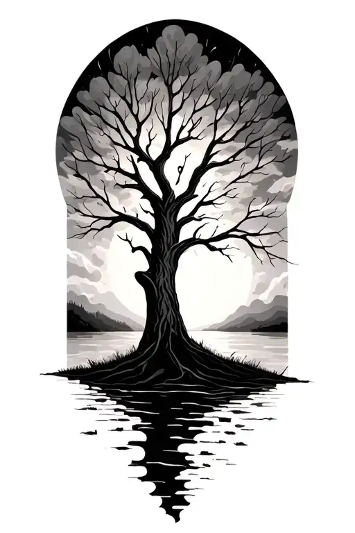 Family Tree Without Leaves Sunset