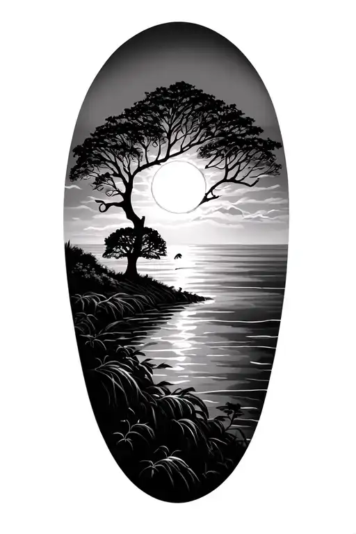 Family Tree Without Leaves Sunset Using One Sun