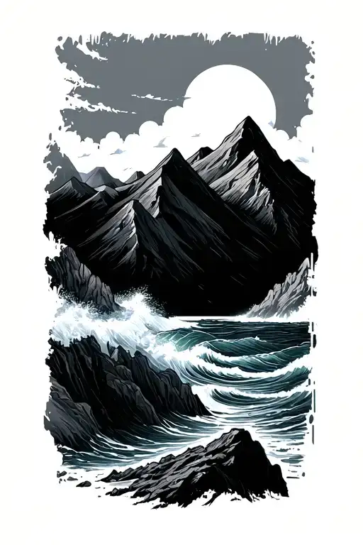 Mountains & Ocean Simple