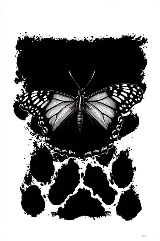 Monarch Butterfly On Dog Paw Print Surrounded