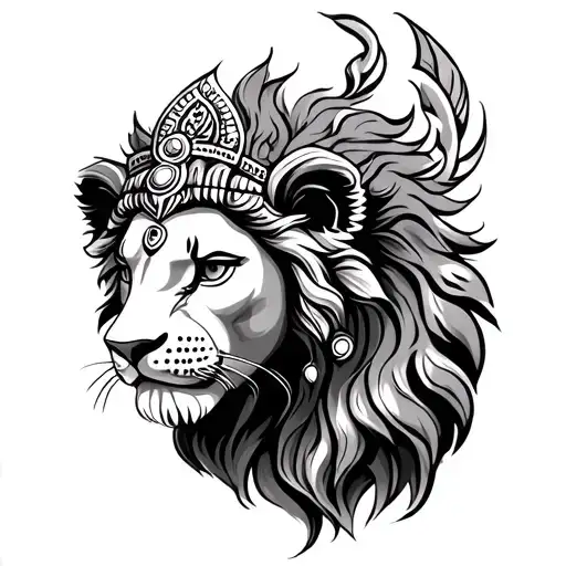 Hindu Lion With Vishnu