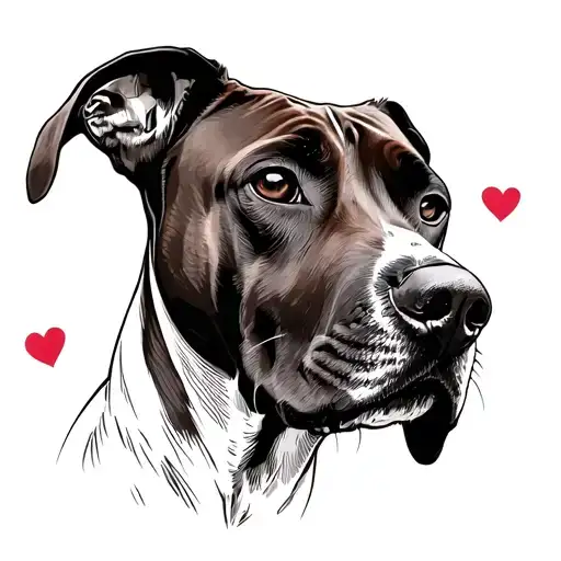 Simple Line Drawing Rhodesian Ridgeback Head With Heart