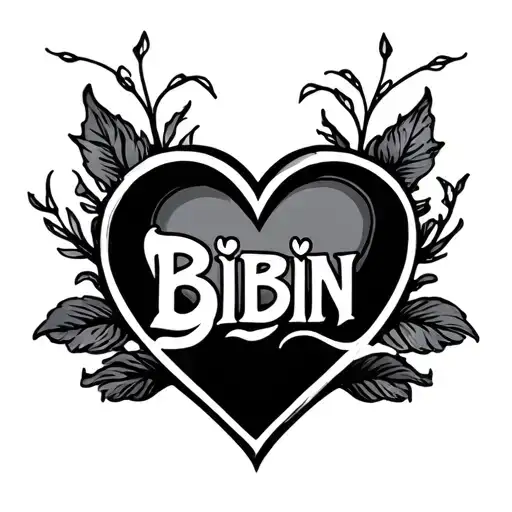 Bibin Name Tattoo In Heart' Design Featuring