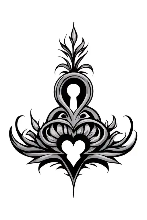 Tribal Tramp Stamp With Heart Keyhole