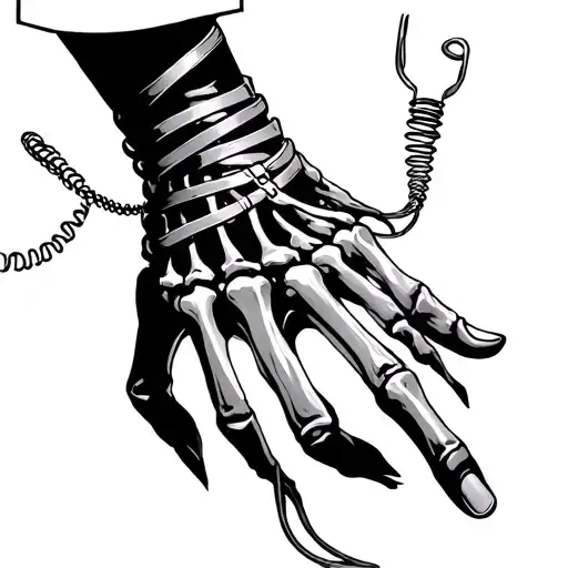 Hand Tattoo Rubber Bands And Metal Springs In The Place Of Bones And Ligaments