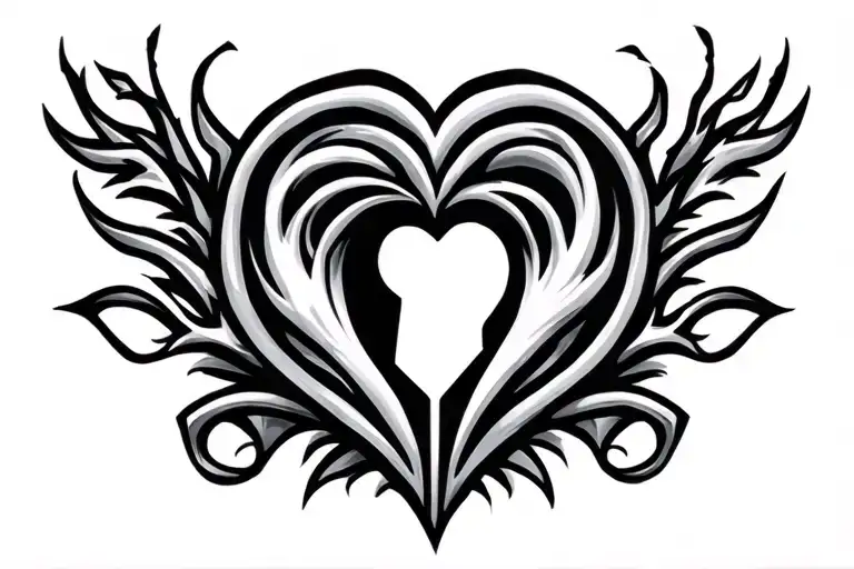 Tribal Tramp Stamp With Heart Keyhole