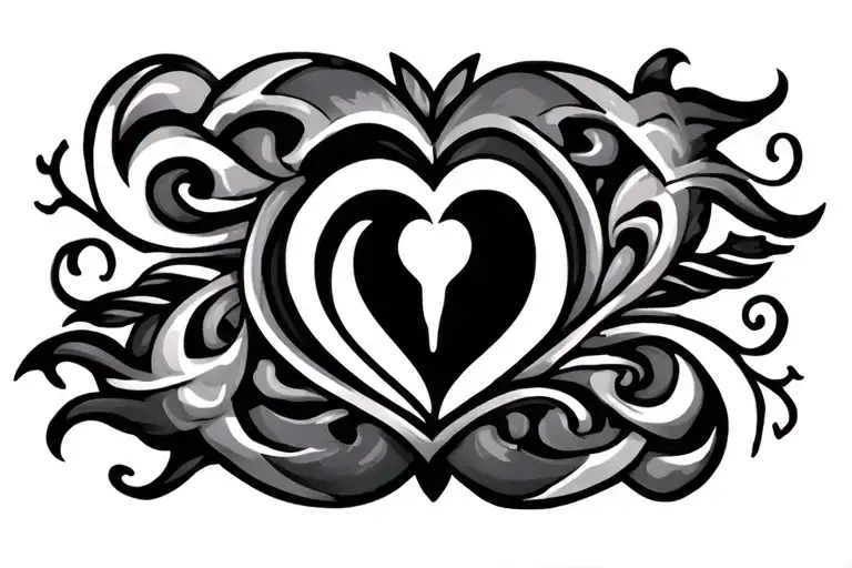 Tribal Tramp Stamp With Small Heart Keyhole