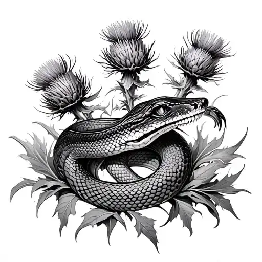 Snake Wrapping Thistles