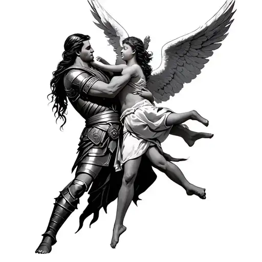 Gladiator Defending An Angel With A Baby