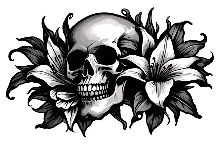 Skull And Lily Flower