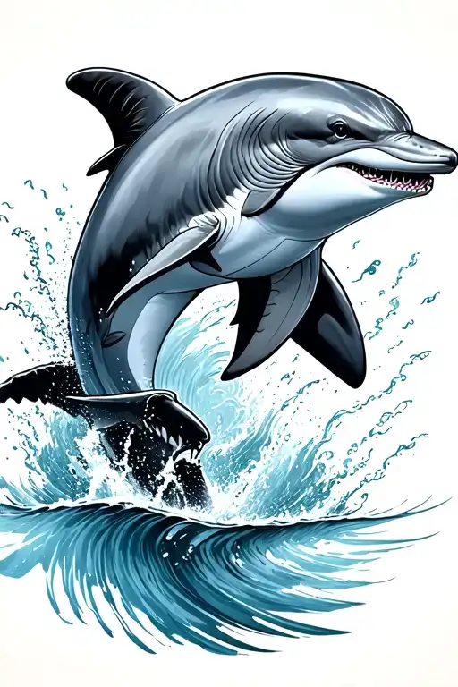 Dolphin And Shark Jumping
