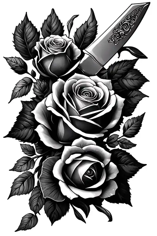 Beatrice Dice Rolling Roses And Knife