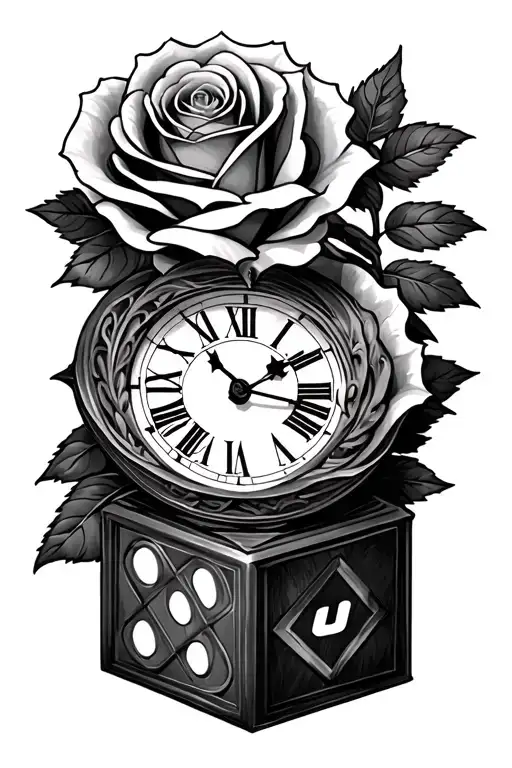 Roses Lovers Name Clock Dice
