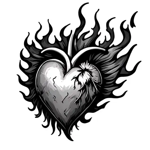 Sacred Heart Surrounded By Flames Right Shoulder Elegant