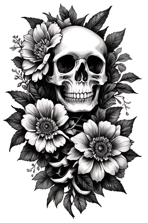 Flower And Skull Spine