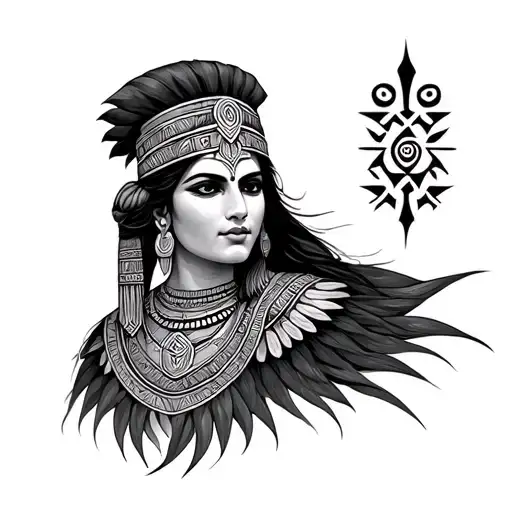 Carthaginian Deity Tanit With Amazigh Tribal Traits Around It