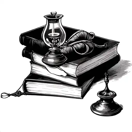 One Oil Lamp On Books