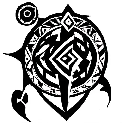 Carthaginian Deity Tanit's Symbol With Amazigh Tribal Traits Around It