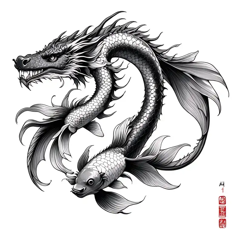 Dragon Samurai Koi Fish Swimming