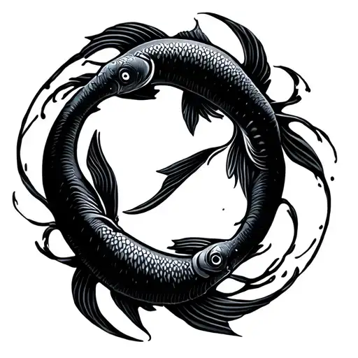 Two Fish Swimming In A Circle