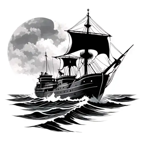 Tanket Ship Sailing Through A Sea