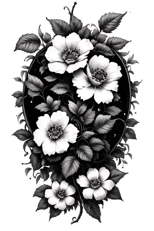 Vine Wrapped Round With Flowers Surrounding