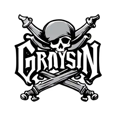 The Name Grayson With A Pirate Design Around It