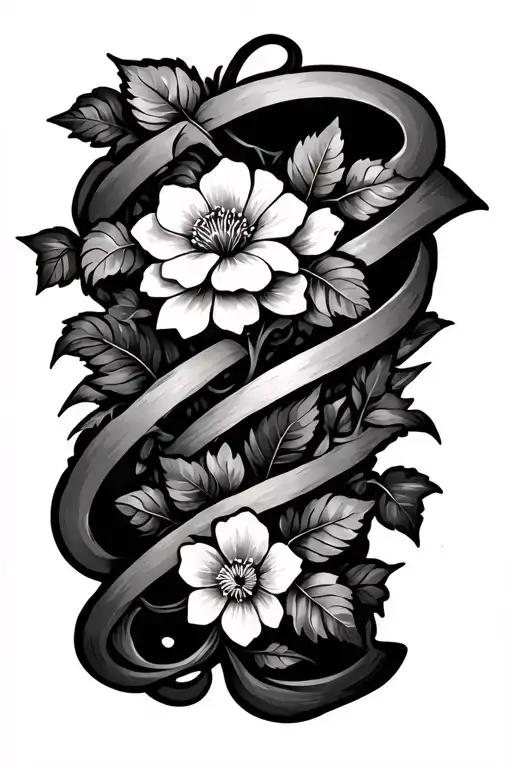 Vine With Leafs And Flowers Wrapped Round Forearm Sleeve