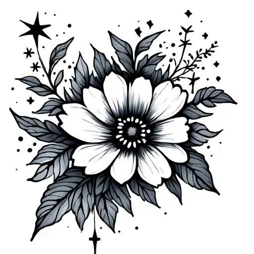Fine Line Flowers With Stars