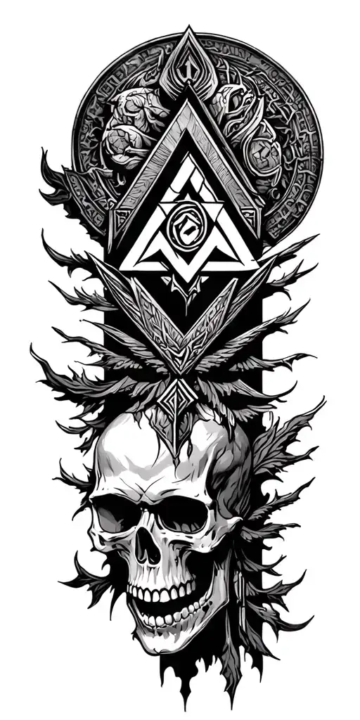 Skull With Valknut On Forehead Showing