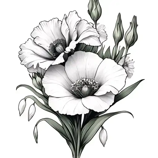 Gladiolus And Marigold And Snowdrop And Poppy