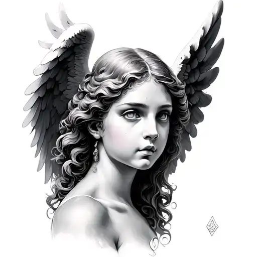 Angel Detailed Portrait Tattoo idea