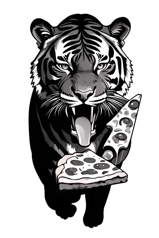 Tiger Eating A Pizza Slice
