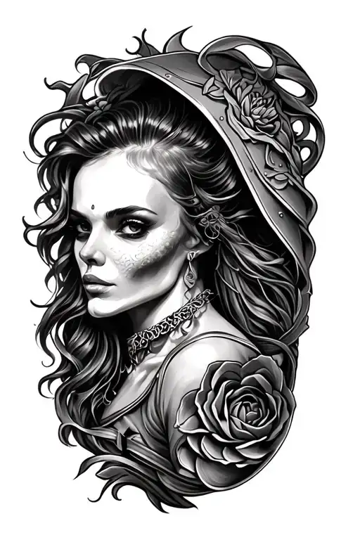Tooled Leather Sleeve Tattoo Design