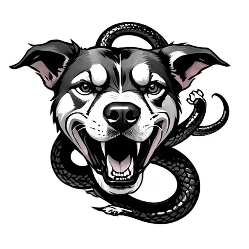 Anger Dog And Anger Snake Sketch Style