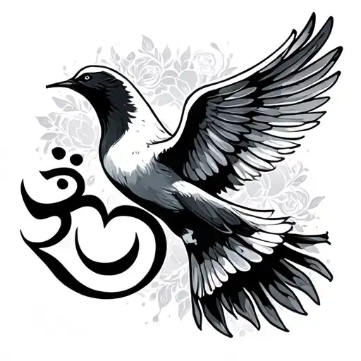 Dove And Heart And Om Symbol
