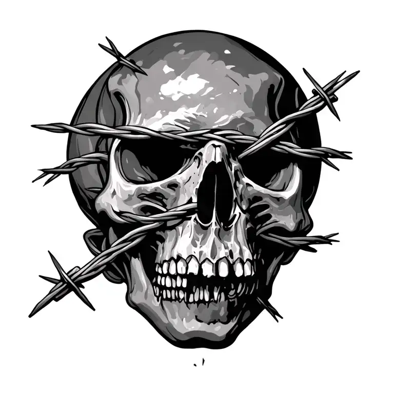 Barbed Wire Wrapped Evenly Going Down Arm